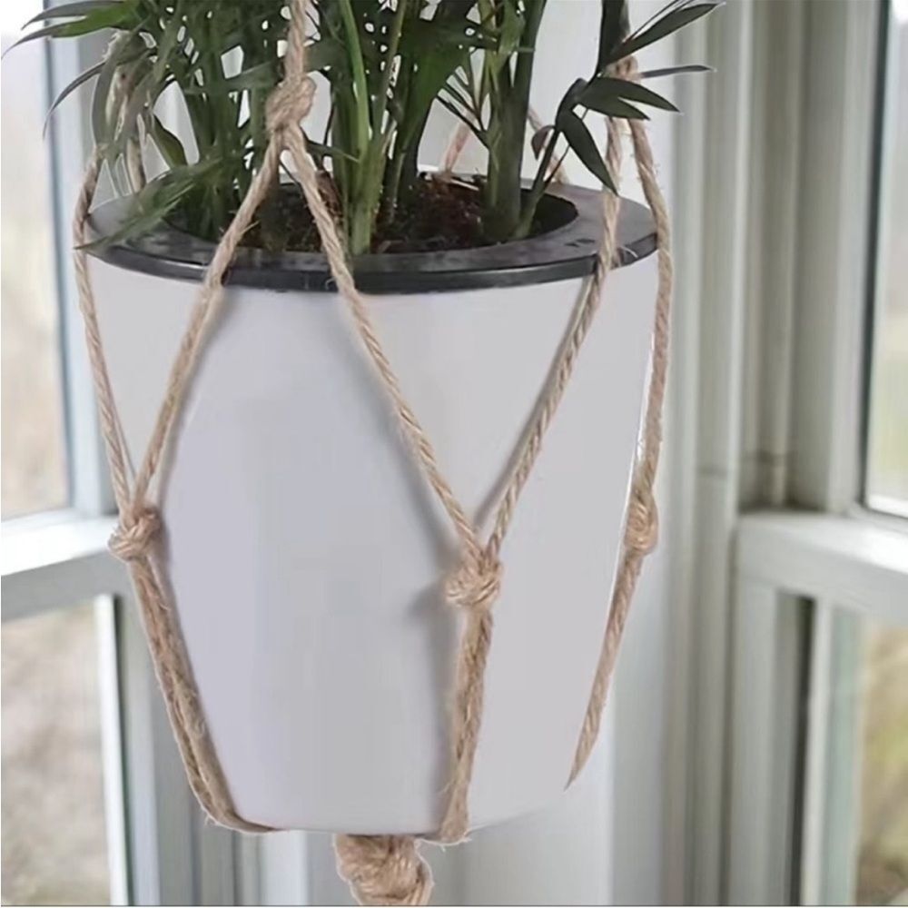Tan Hanging Plant Holder Macrame Rope